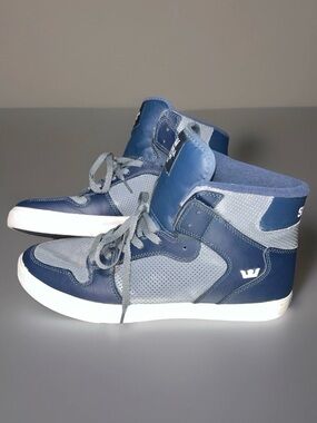 Supra Navy and Light Gray High-Top Skate Sneakers
